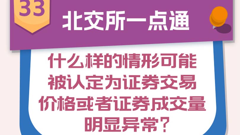 33.【北交所一点通】什么样的情形可能被认定为证券交易价格或者证券成交量明显异常？